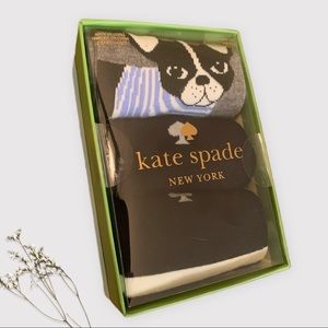 New in Box Kate Spade 3 Pack Socks Boston Terrier